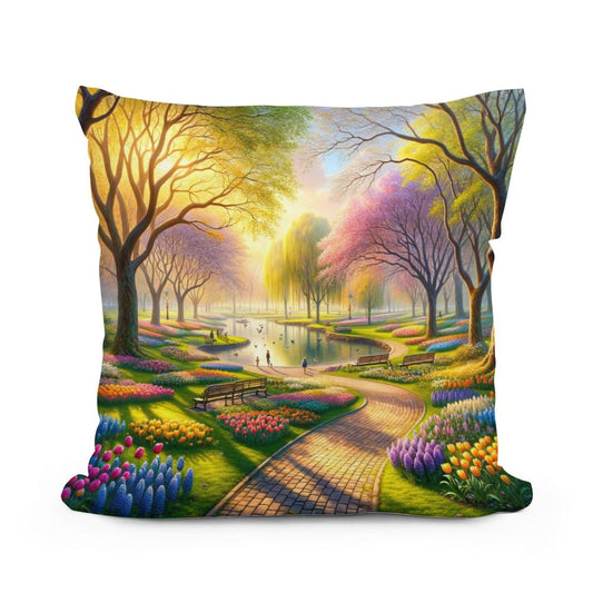 Spring's Embrace Park Cotton Cushion - Main Image