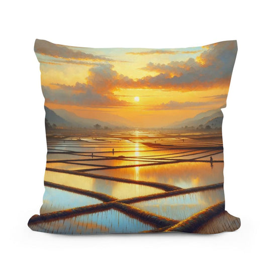 India's Sunset Serenity Cotton Cushion - Main Image