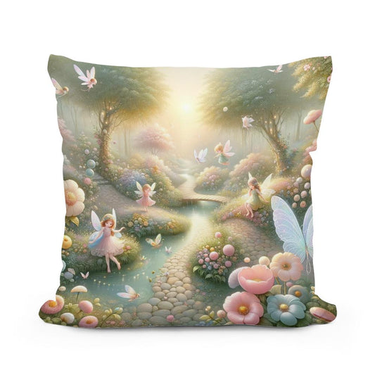 Fairy Garden Cotton Pillow - Main Image