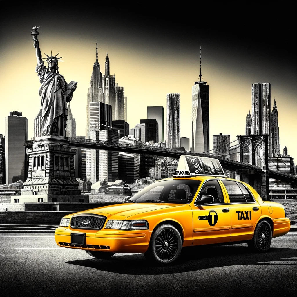 Yellow Cab in NYC Cotton Pillow