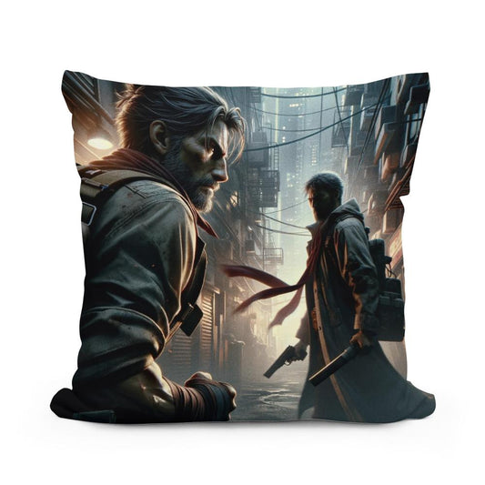 Alleyway Confrontation Cotton Cushion - Main Image