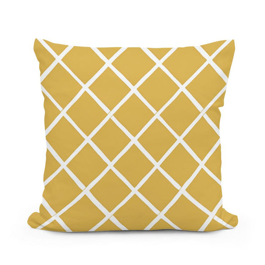 Mustard Diamond Grid Cotton Cushion - Main Image