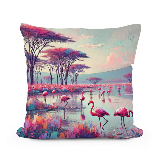 Flamingo Paradise Cotton Pillow - Main Image
