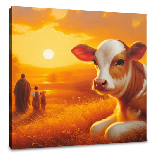 Golden Hour Cow Canvas - Main Image
