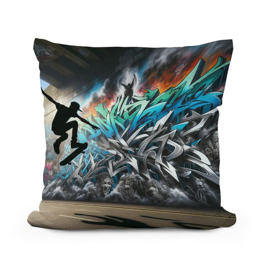 Skater's Silhouette Cotton Cushion - Main Image