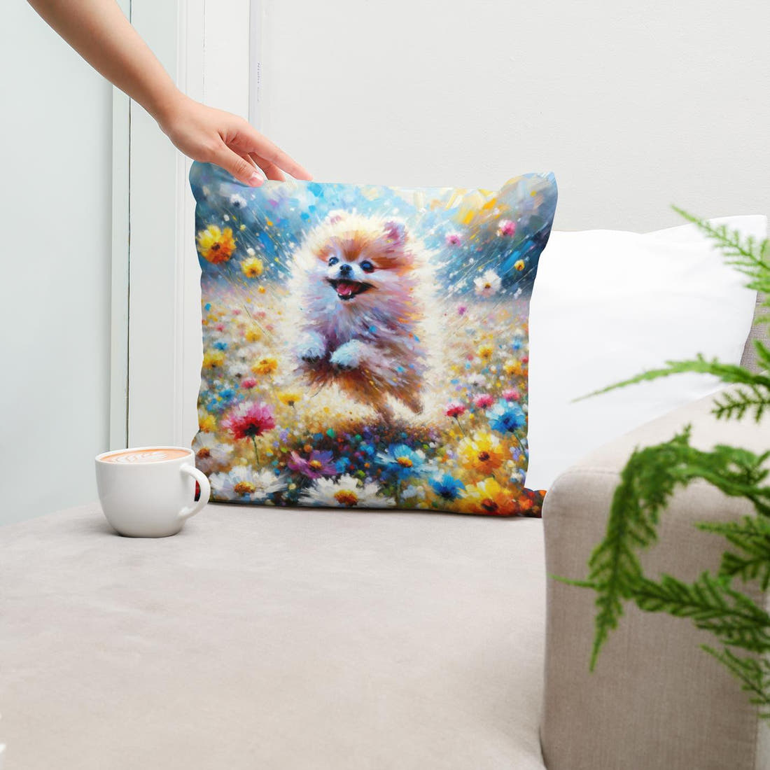 Pomeranian Joy Cotton Cushion - Secondary Image 5