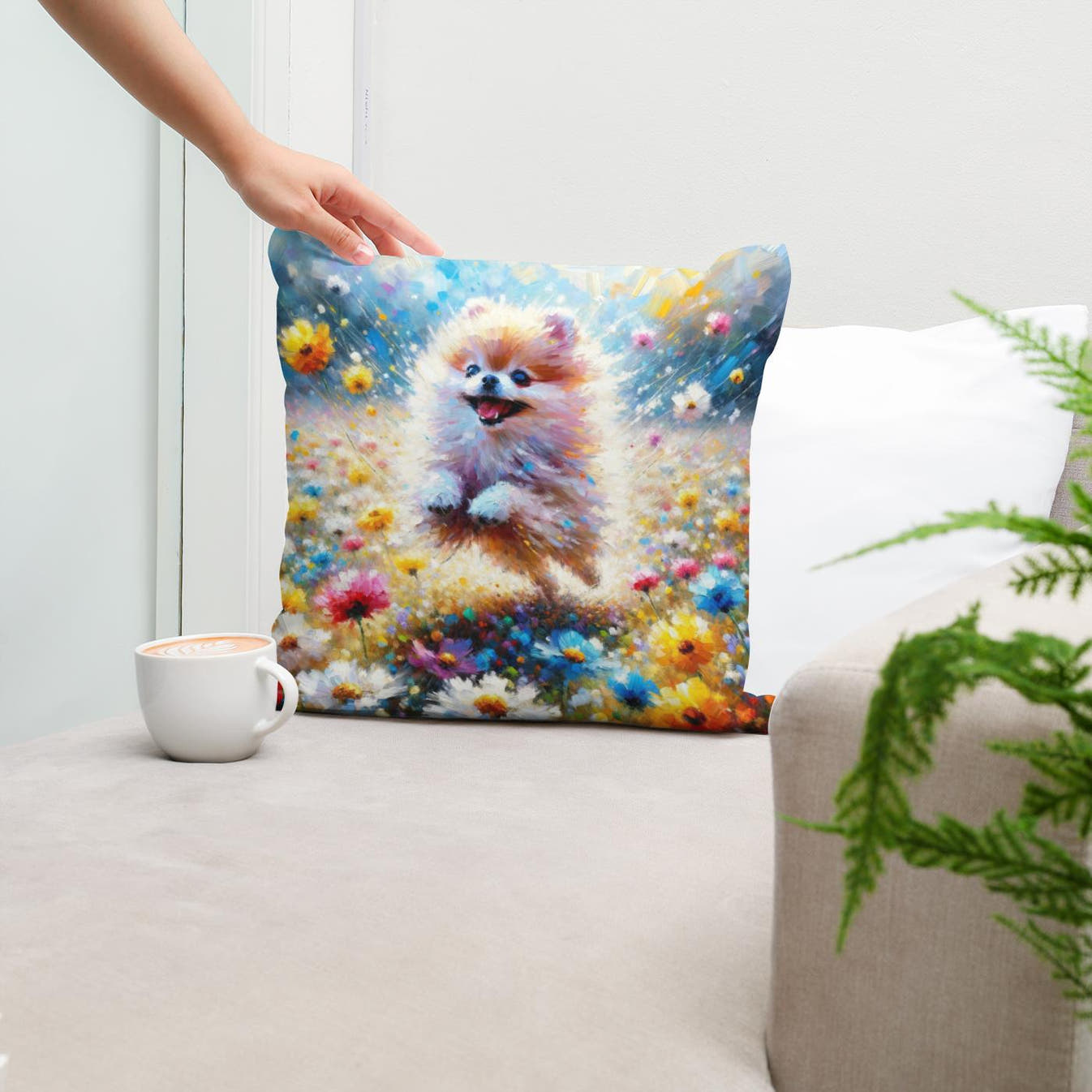 Pomeranian Joy Cotton Cushion - Secondary Image 5