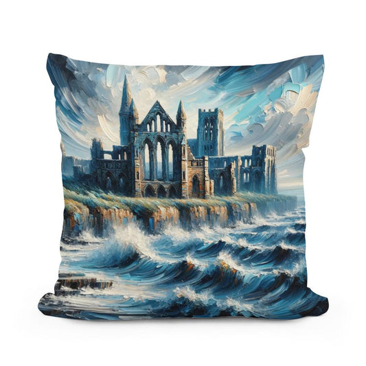 Newcastle Tynemouth Priory Coastal Impressions Cotton Cushion - Main Image