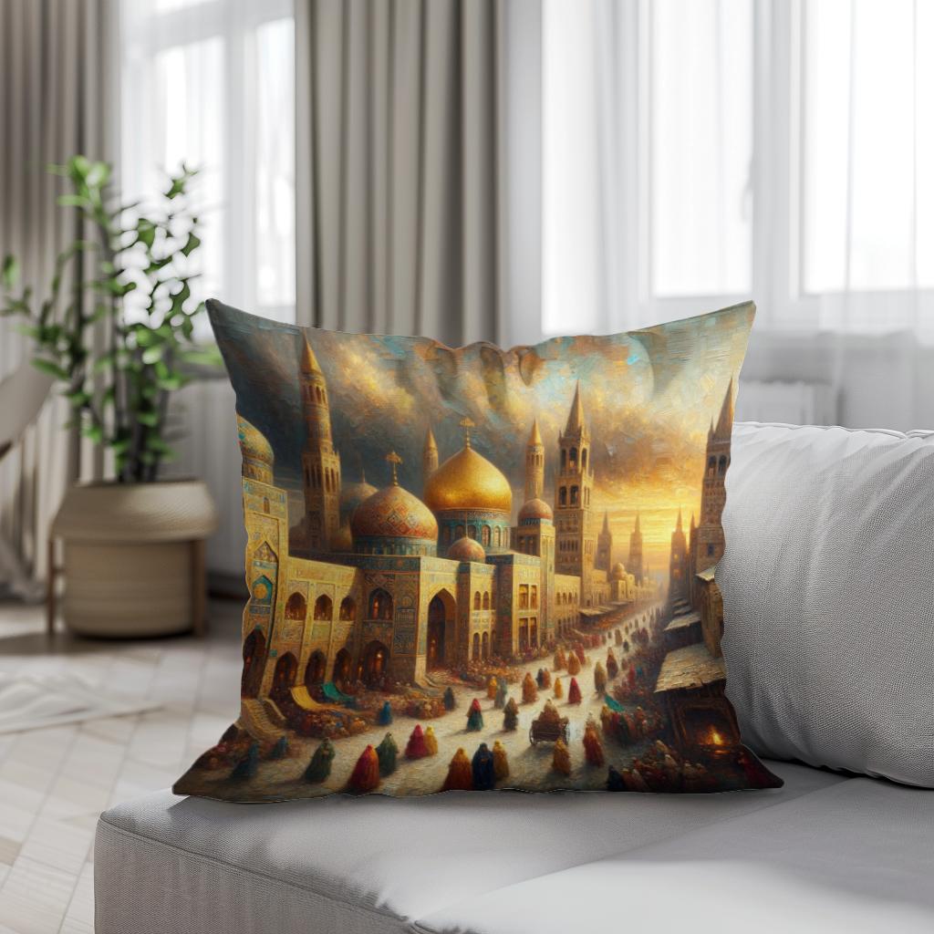 Golden City Splendor Cotton Cushion - Secondary Image 4