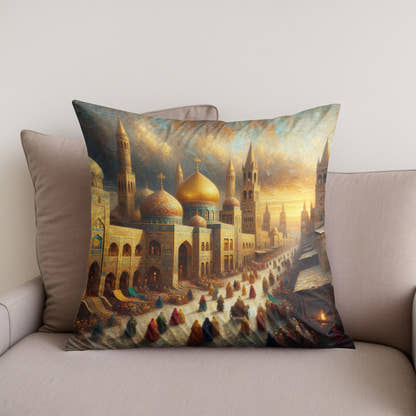 Golden City Splendor Cotton Cushion - Secondary Image
