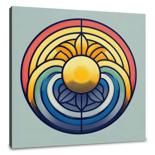 Sun and Rainbow Geometric Canvas - Main Image