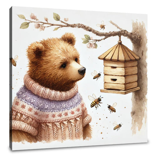 Curious Bear Sweater Canvas - Main Image