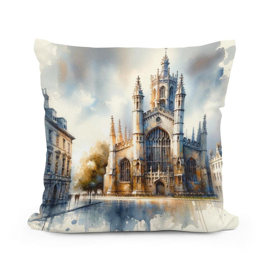 Cambridge St Mary's Watercolor Whisper Cotton Cushion - Main Image
