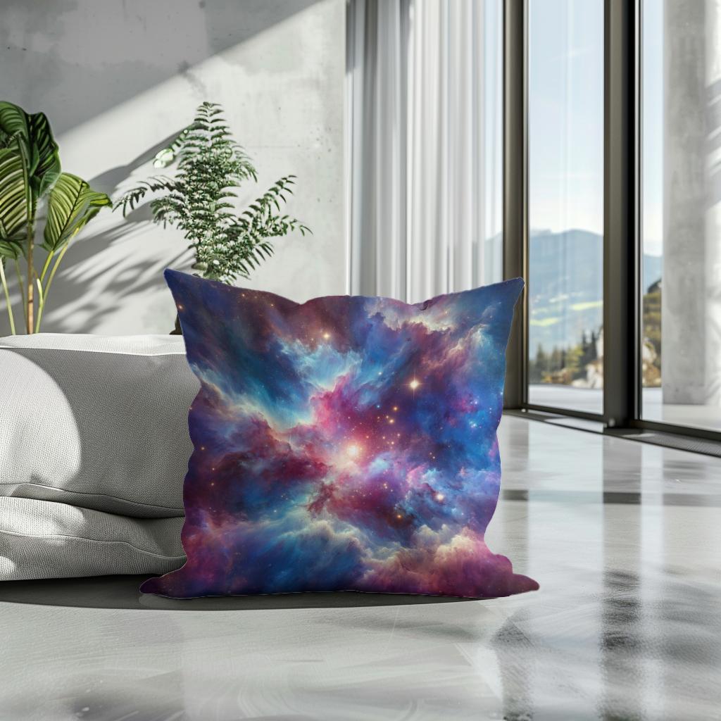 Starry Nebula Artwork Cotton Pillow - Secondary Image 3