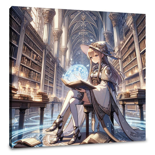 Mystical Library Guardian Canvas - Main Image