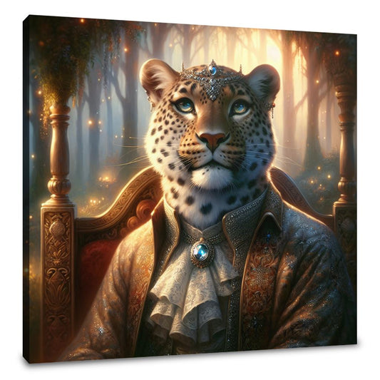 Regal Leopard Dusk Throne Canvas - Main Image