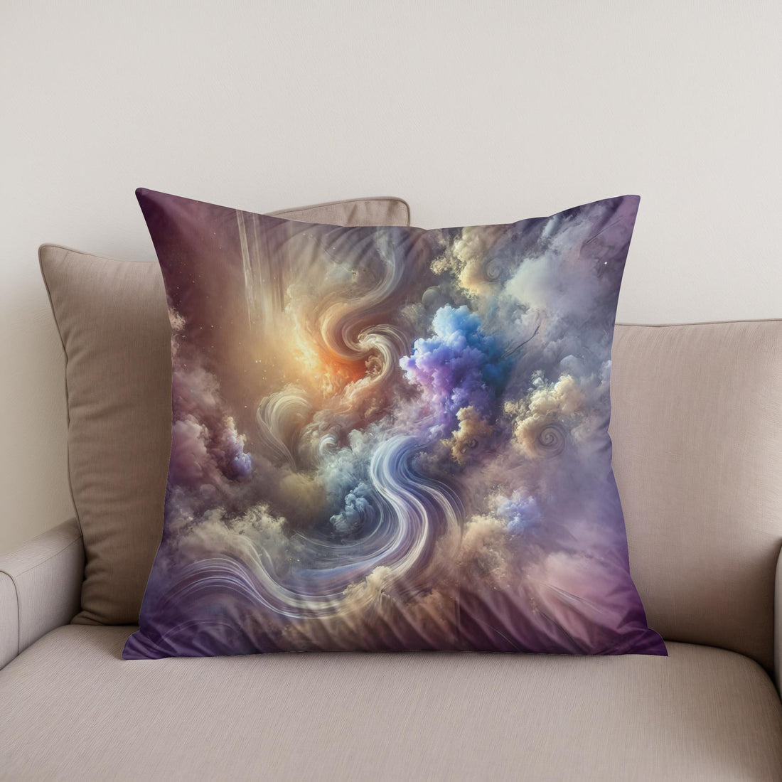 Ethereal Dreamscape Cotton Pillow - Secondary Image