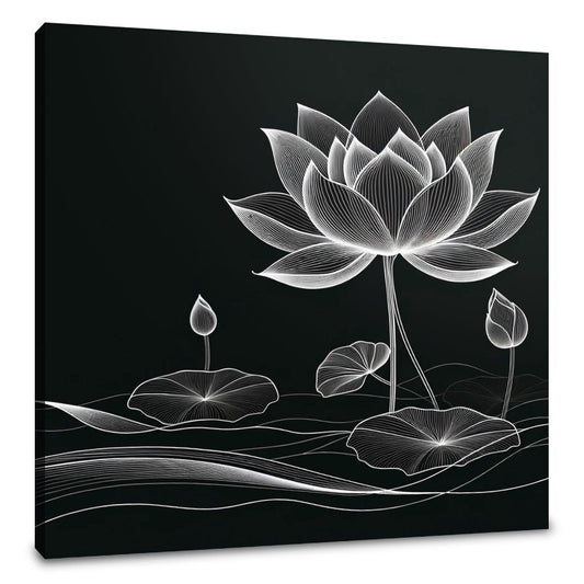 Lotus Noir Elegance Canvas - Main Image