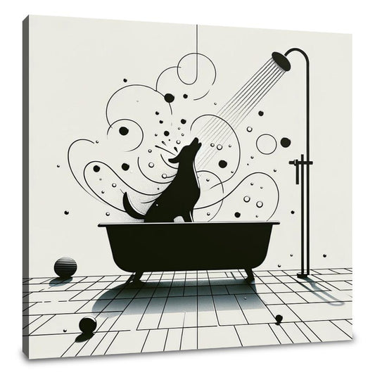 Minimalist Canine Bath Time Canvas - Main Image