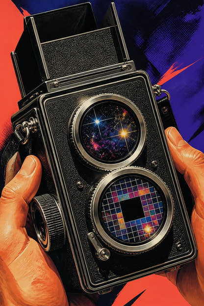 Cosmic Twin-Lens Camera Canvas - Artwork design