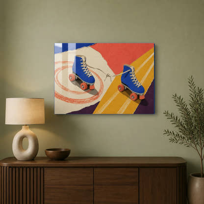 Roller Skates acrylic print in a living room