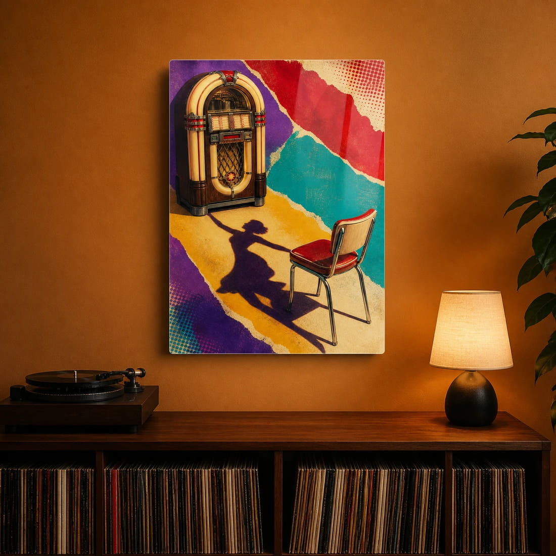 The Chair Remembers acrylic print in a music room