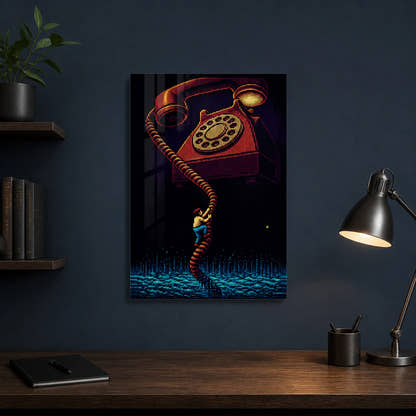Hold The Line acrylic print in an office