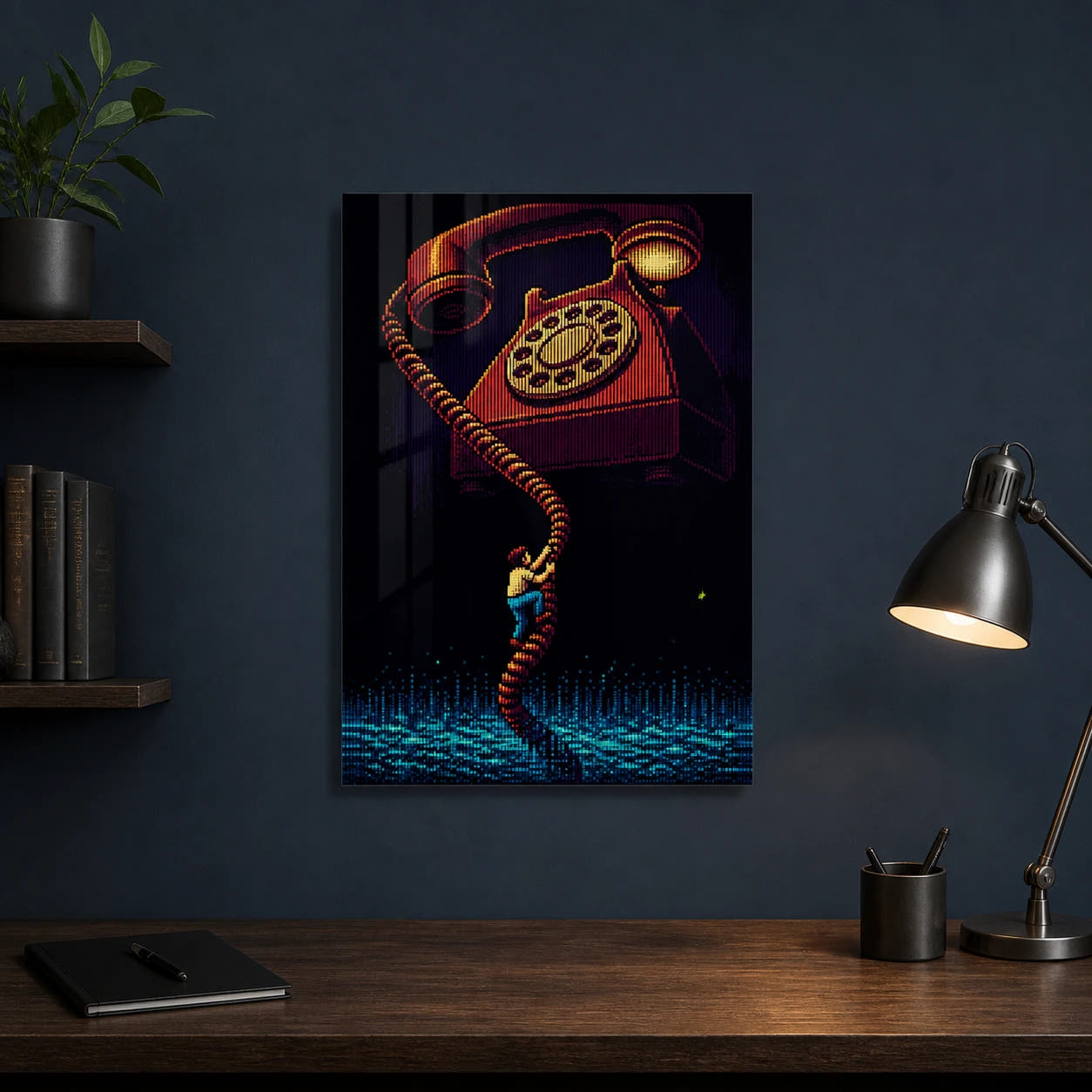 Hold The Line acrylic print in an office