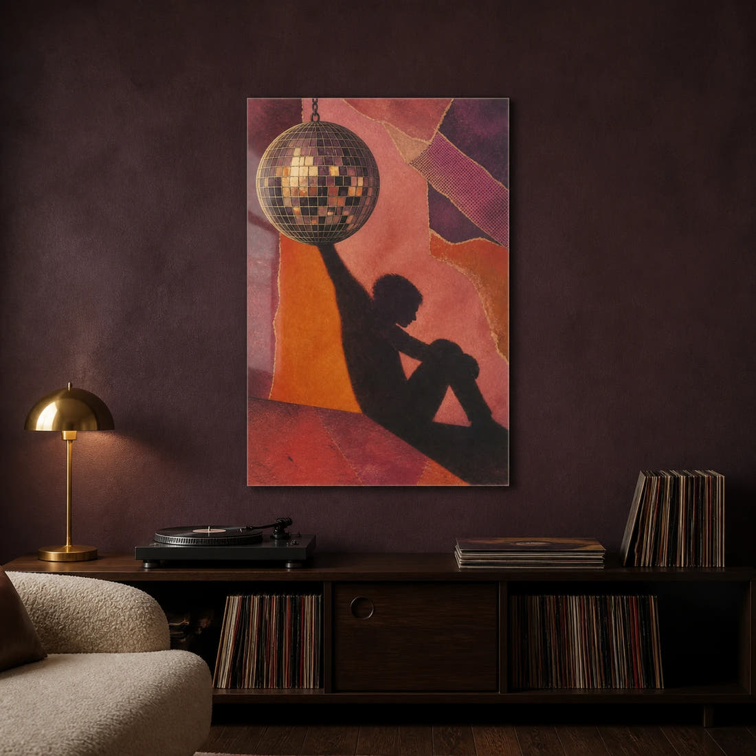 After The Party acrylic print in a record room