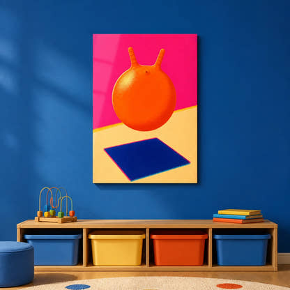 Space Hopper Shadow acrylic print in a playroom