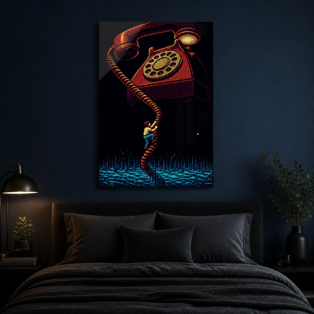 Hold The Line acrylic print in a bedroom