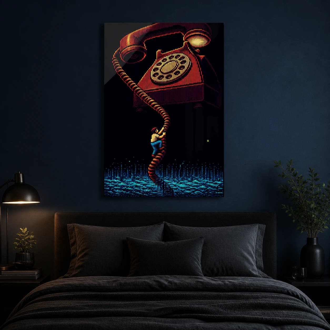 Hold The Line acrylic print in a bedroom