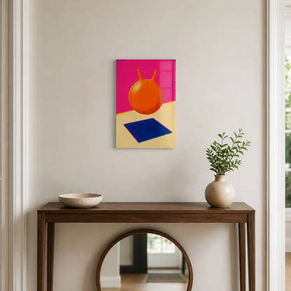 Space Hopper Shadow acrylic print in an entryway