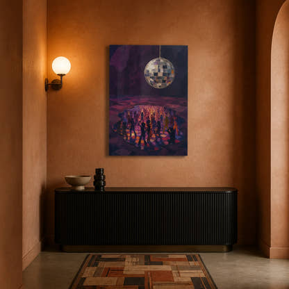 Hidden Dance Floor acrylic print in a hallway
