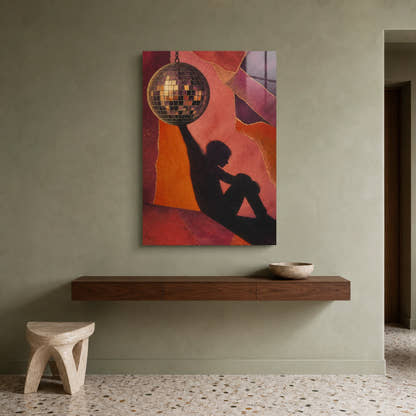 After The Party acrylic print in a minimalist hall