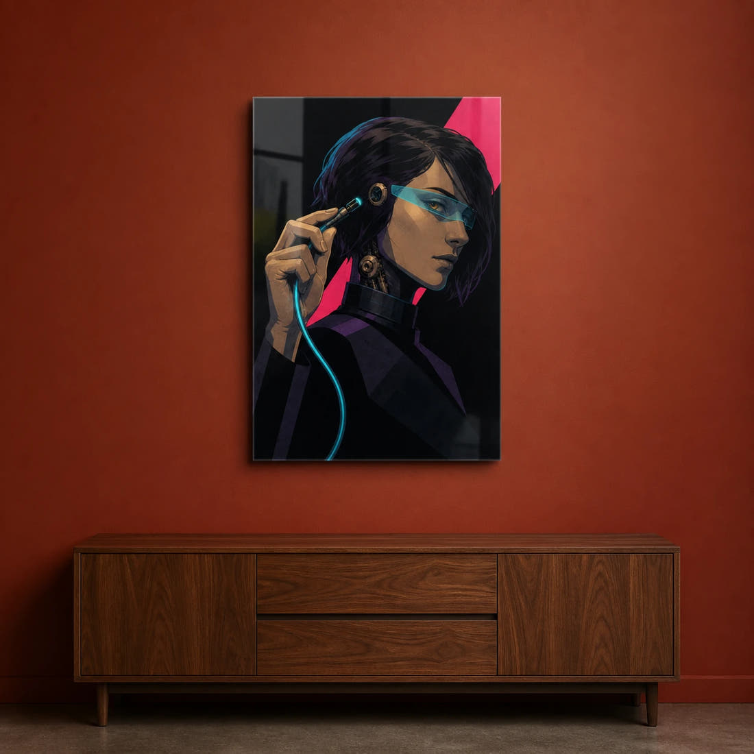 Choosing Offline acrylic print in a studio loft