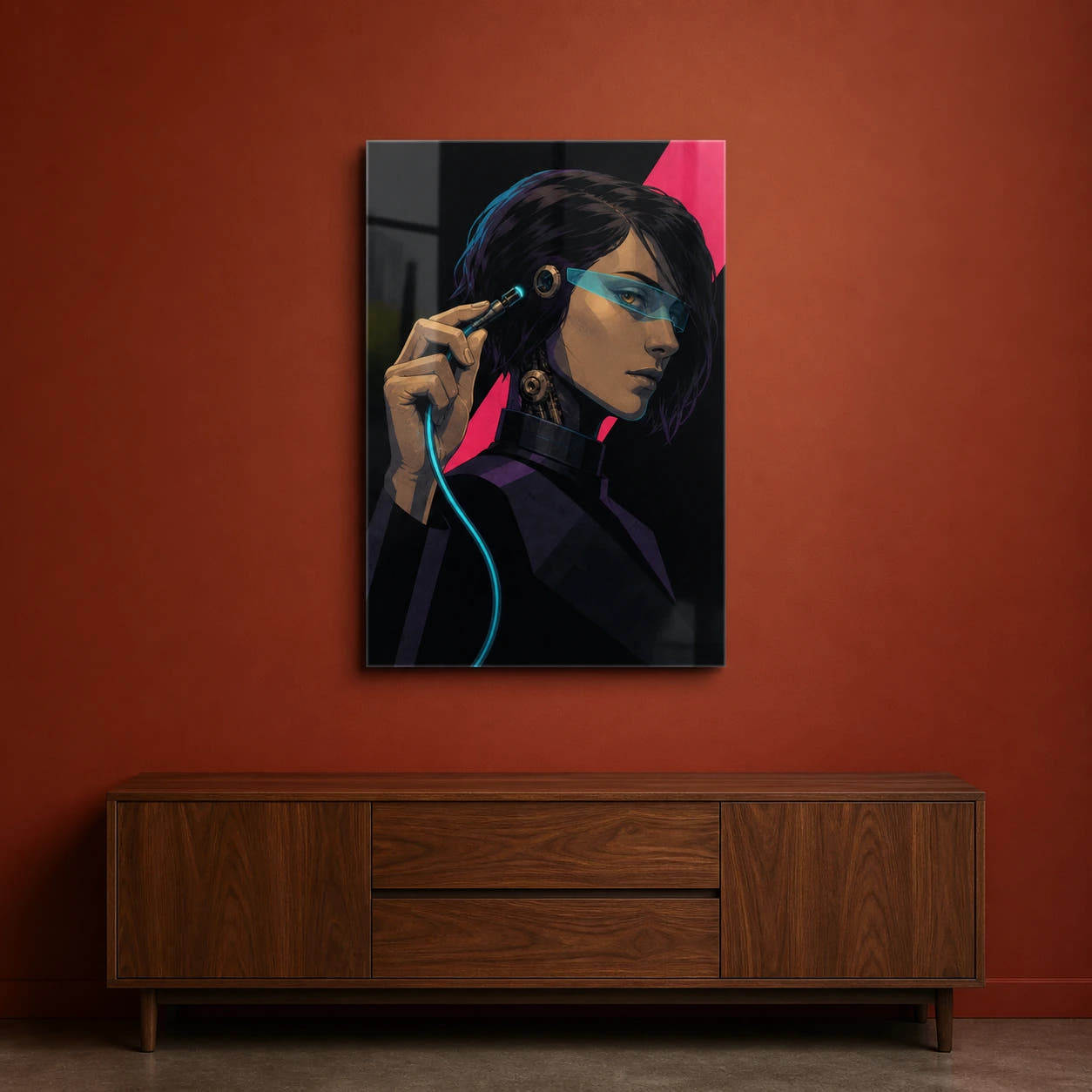 Choosing Offline acrylic print in a studio loft