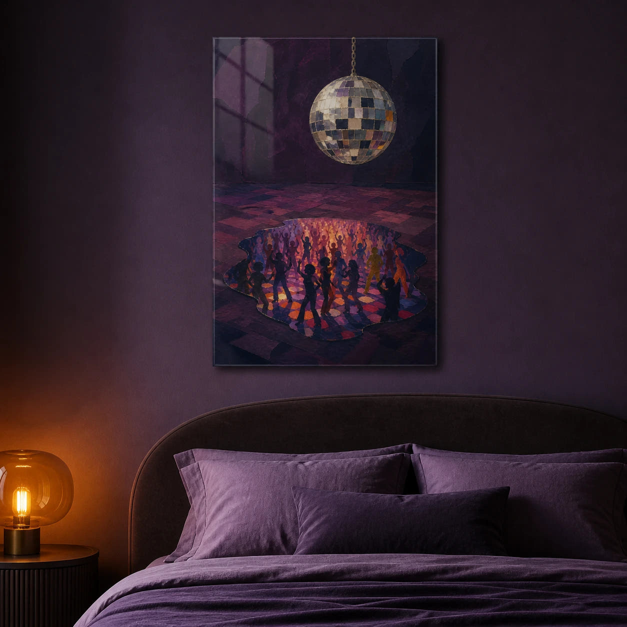 Hidden Dance Floor acrylic print in a bedroom