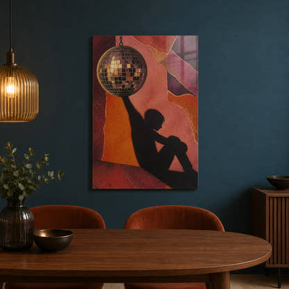 After The Party acrylic print in a blue dining room