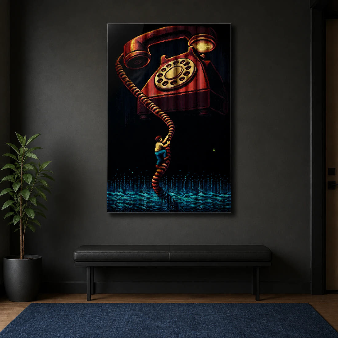 Hold The Line acrylic print in an entryway