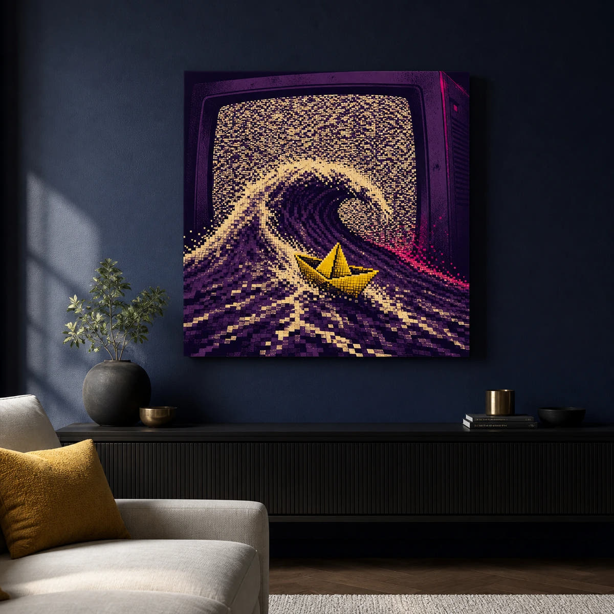 Static Sailor Canvas - Living Room Navy