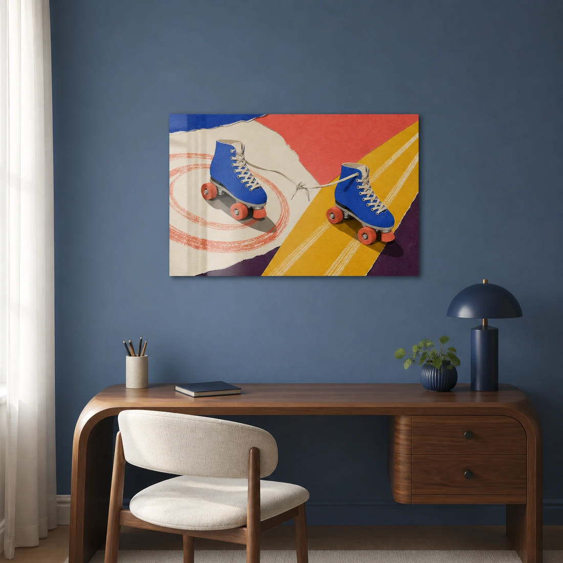 Roller Skates acrylic print in an office