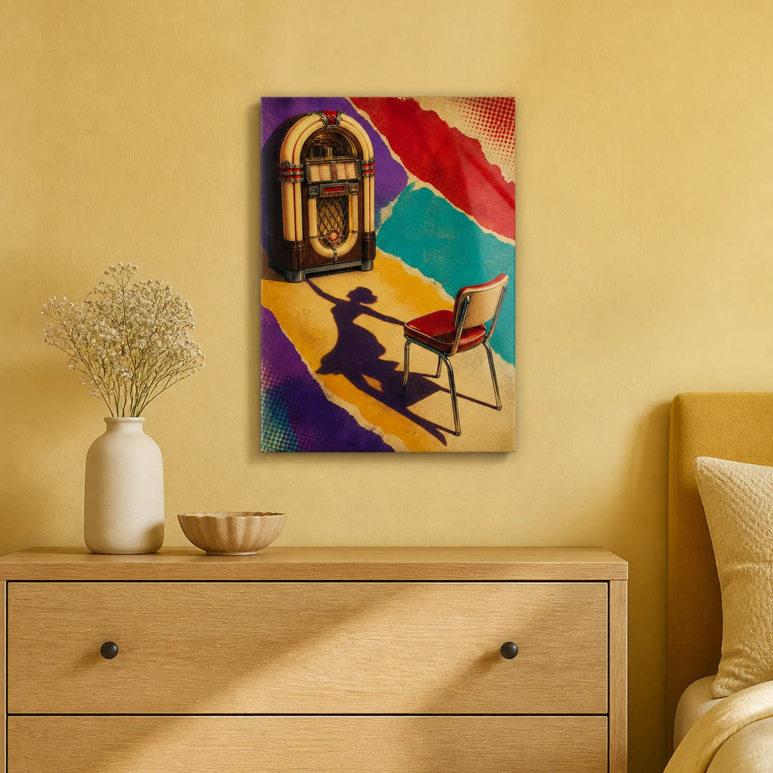The Chair Remembers acrylic print in a bedroom