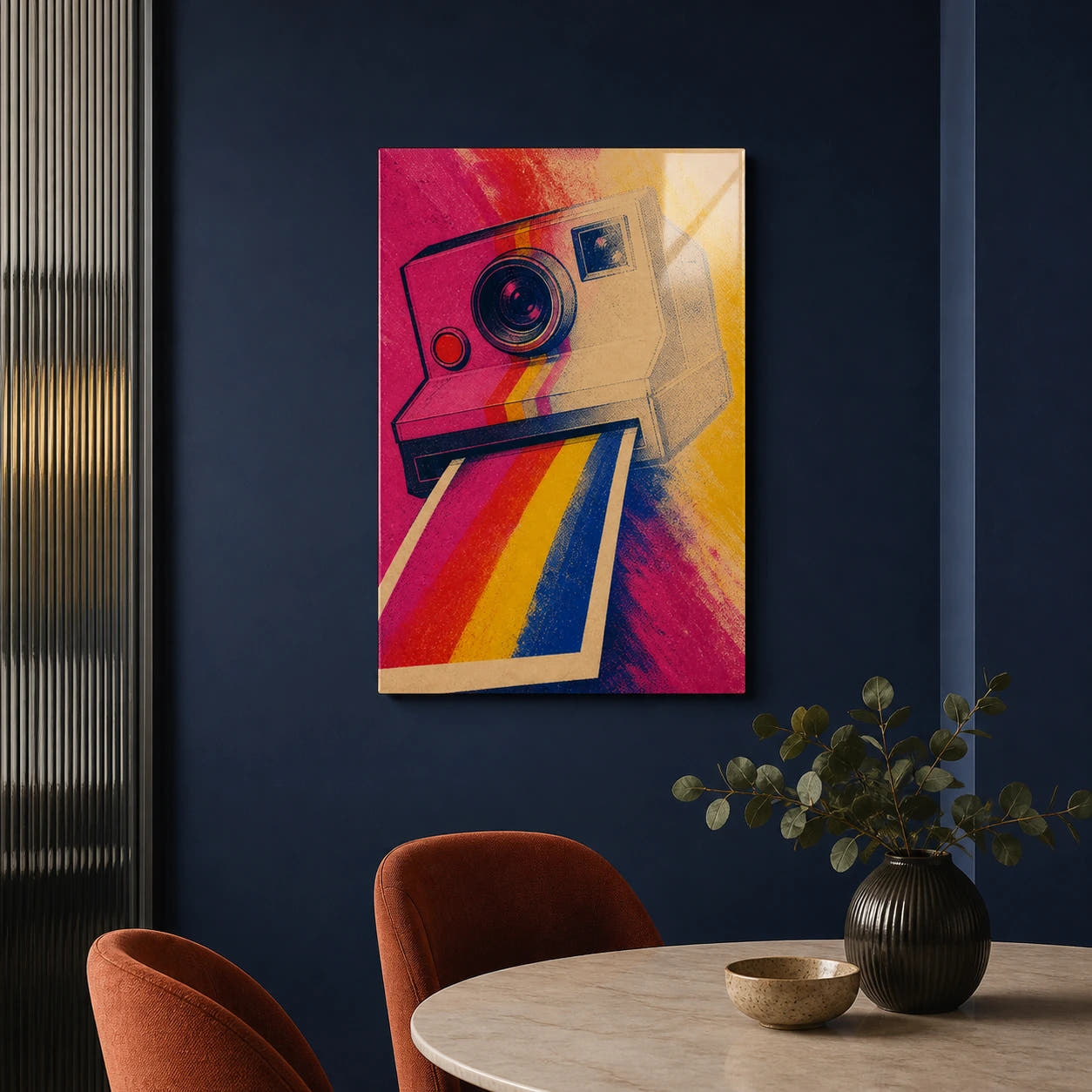 A Path Develops acrylic print in a dining nook