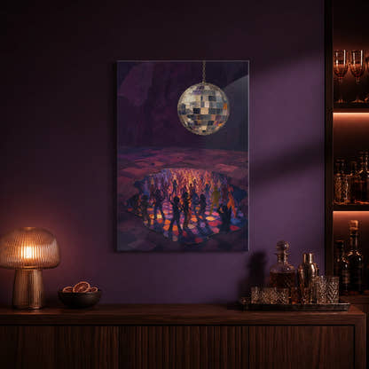 Hidden Dance Floor acrylic print in a home bar