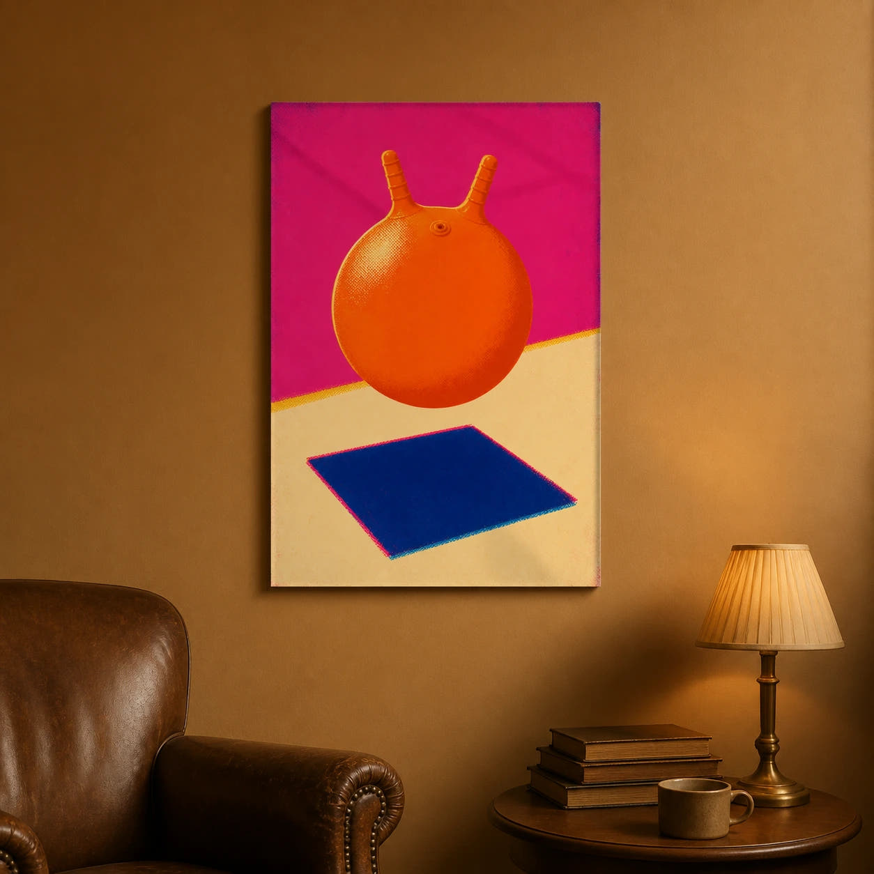 Space Hopper Shadow acrylic print in a reading room