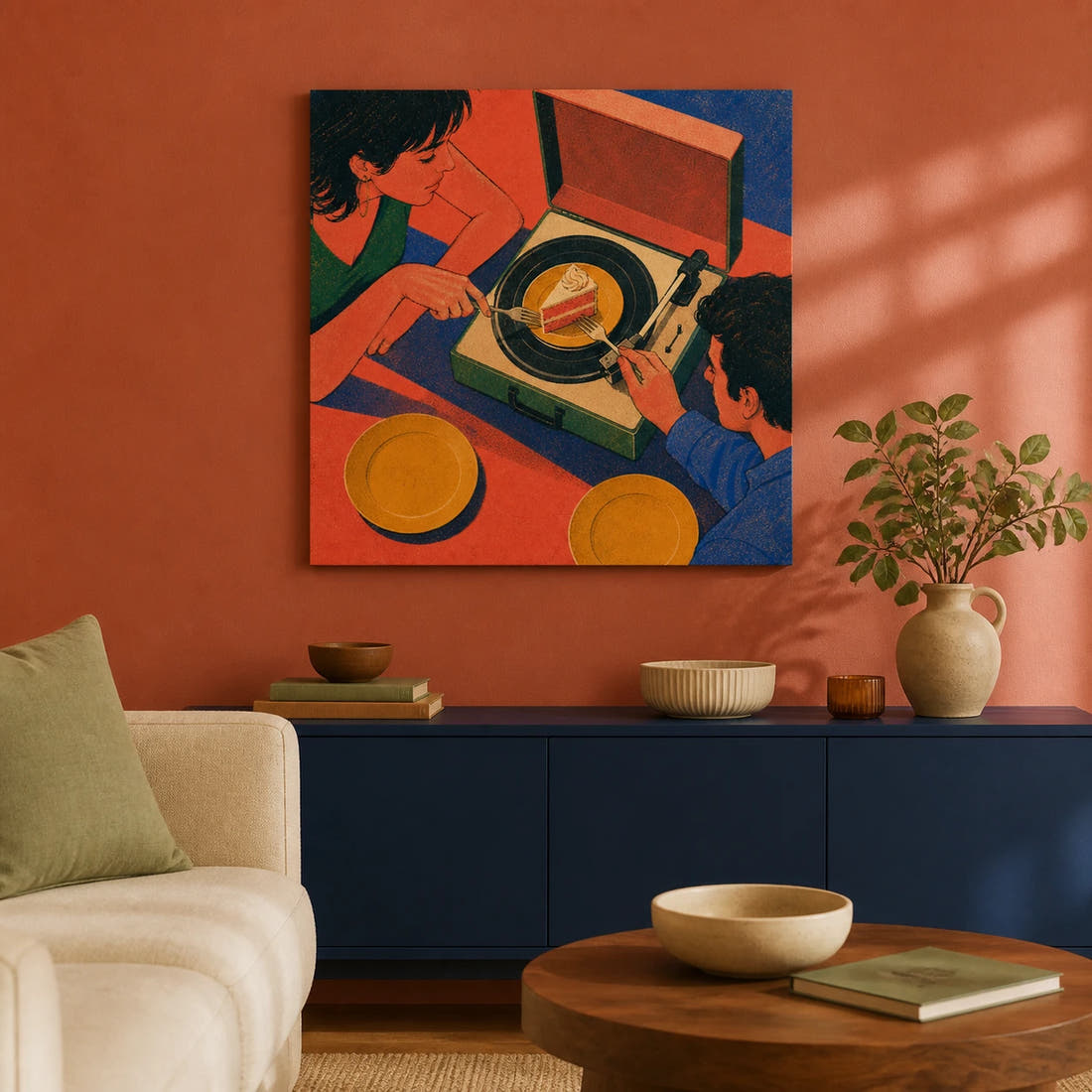 The Last Slice Canvas - Living Room Coral