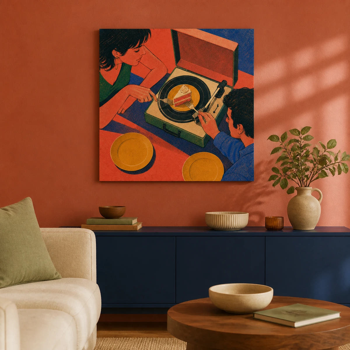 The Last Slice Canvas - Living Room Coral