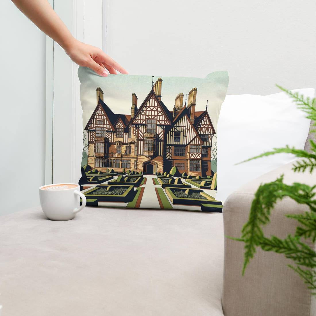Edinburgh Speke Hall Minimalist Vision Cotton Cushion - Secondary Image 5