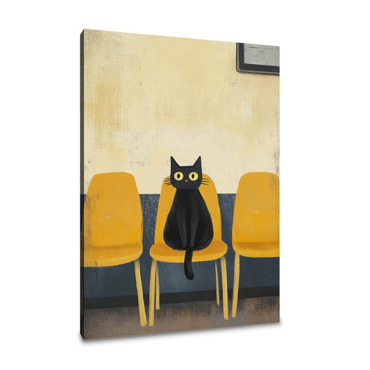 Black Cat Waiting Canvas - Main Image